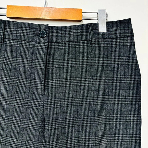 HILARY RADLEY Grey Plaid Straight-Leg Dress Pants | Size 10 * - Picture 6 of 8